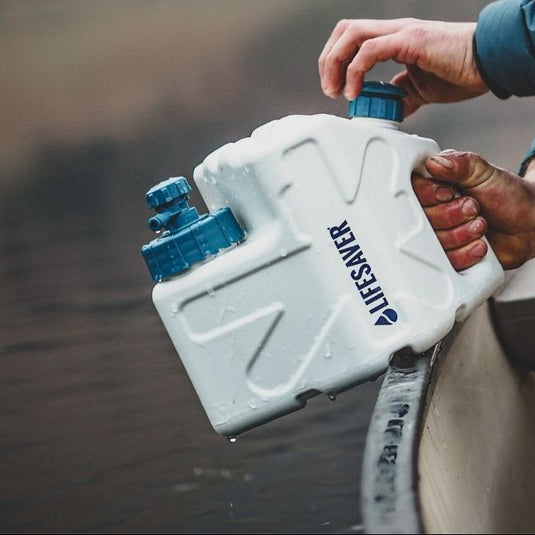 A LifeSaver cube being filled on a paddleboat