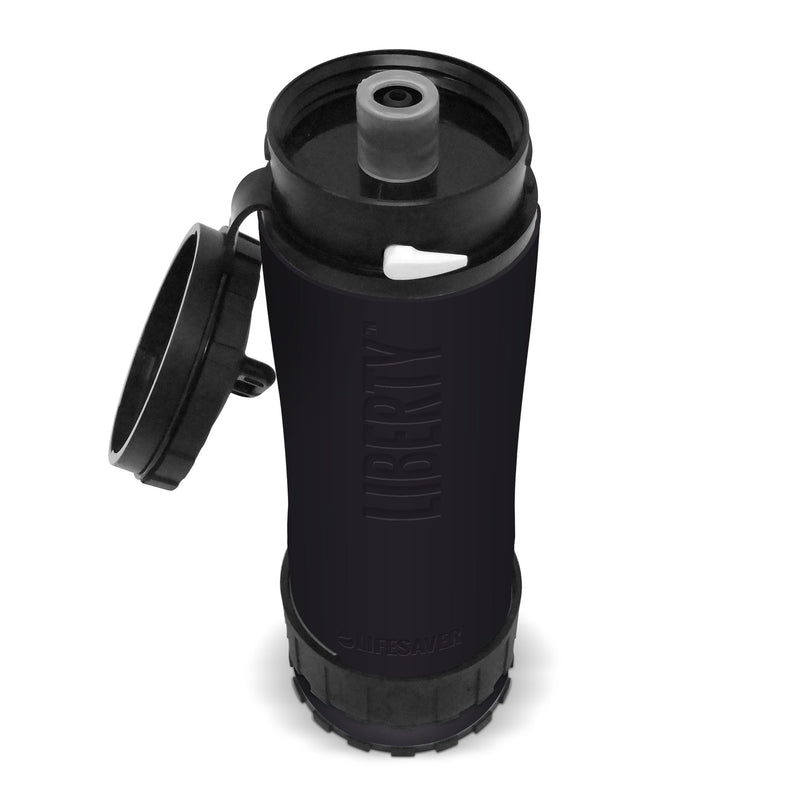 Load image into Gallery viewer, Liberty bottle with black silicone sleeve
